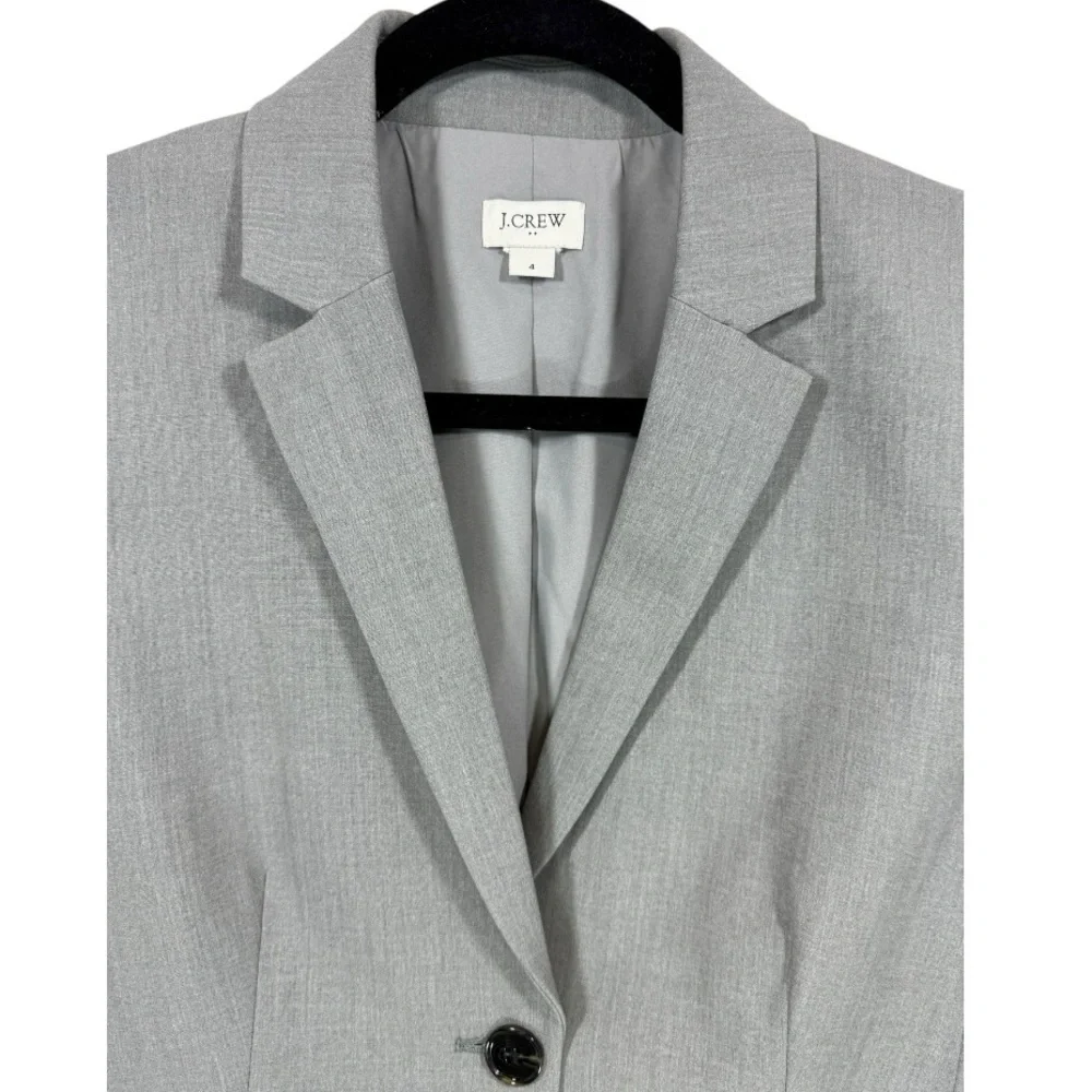 J. Crew Womens Gray Classic Two Button ‎ Blazer Jacket Size 4 Business Career